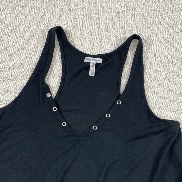 PINK Victoria's Secret Black Tank Top with Grommet Accents woman’s LG super soft - Picture 3 of 13